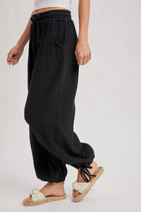 JOGGER HAREM DRAWSTRING PANTS: LATTE / M