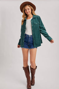 Everly Pines Corduroy Button-Down Shacket –Peacock