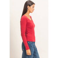 Main Character Scoop Neck Top: Red