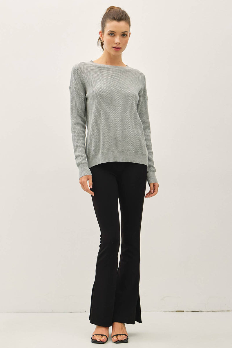 The Hollis Lightweight Knit Pullover: Lt Grey – Relaxed Crewneck Sweater