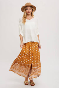 Briar Boho Button-Front Maxi Skirt