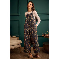 Rosewood Floral Wide Leg Overall Jumpsuit