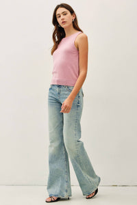 The Noelle Wool Blend Tank Top – Boat Neck Sleeveless Soft Lightweight Knit