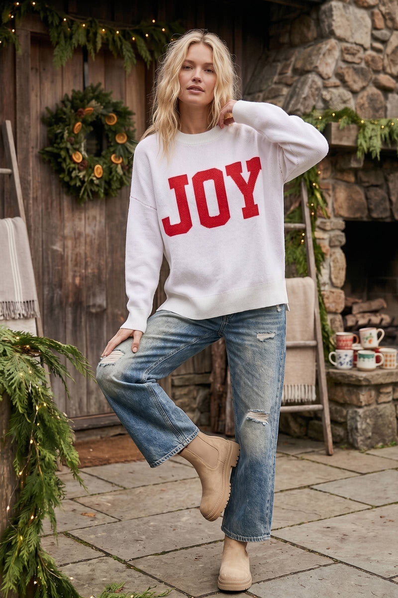 Choose Joy Sweater: White