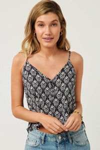 The Midnight Market Button Detail Cropped Tank: Navy