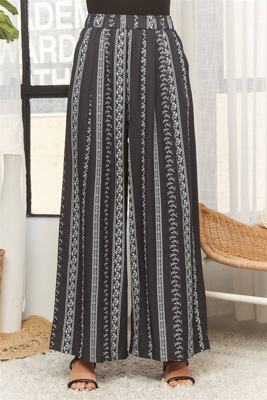 Wander Free Boho Palazzo Pants: Navy