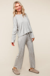 Evergreen Cozy Hacci Lounge Set – Soft Knit Top & Straight-Leg Pant Duo | Northern Belle Boutique