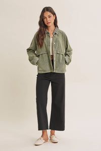 HERITAGE FIELD MINERAL-WASHED COTTON TWILL JACKET: WASHED OLIVE
