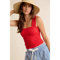 The Poppy Jacquard Tank: Red