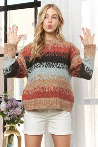 The Haven Multicolor Striped Knit Sweater – Boho Fall Style