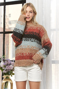 The Haven Multicolor Striped Knit Sweater – Boho Fall Style
