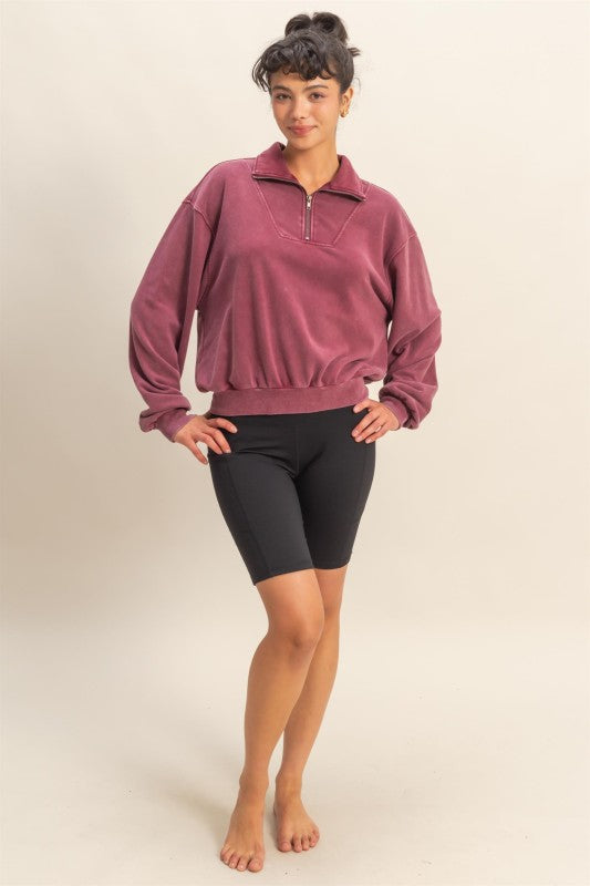 Weekend Retreat Mineral Wash Half-Zip Sweatshirt – Vintage Pullover Top