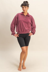 Weekend Retreat Mineral Wash Half-Zip Sweatshirt – Vintage Pullover Top