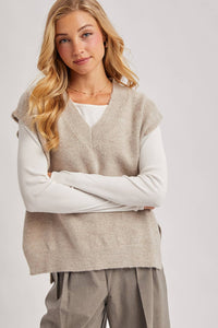 The Marlowe V-Neck Sweater Vest – Women’s Knit Layering Top, Classic Ribbed Trim, Neutral Fall Outfit Essential