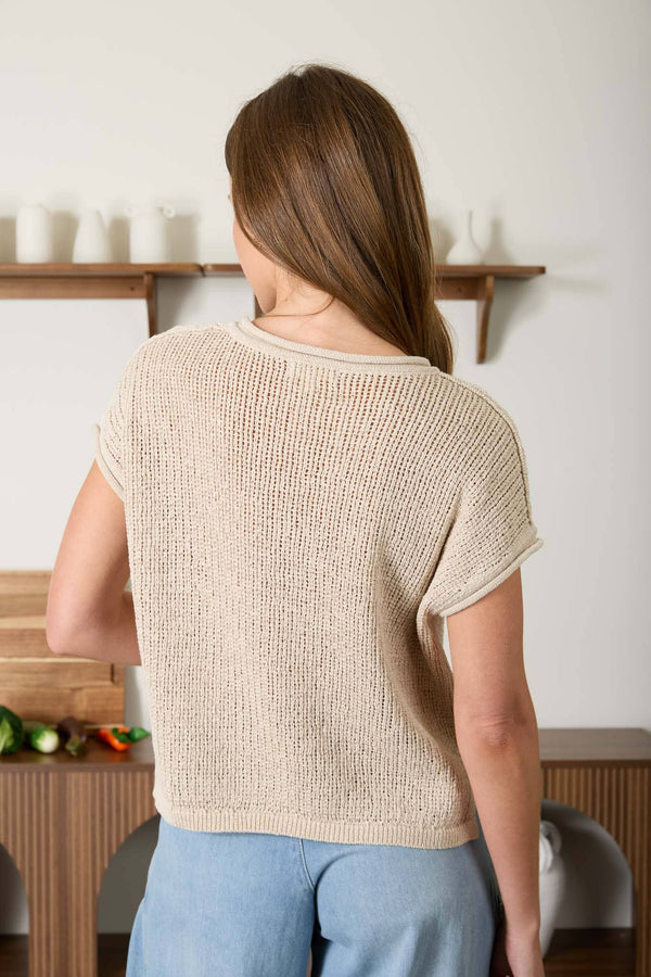 The Rowan Split Neck Knit Top