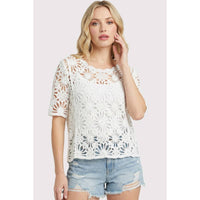The Delilah Crochet Floral Top: Natural