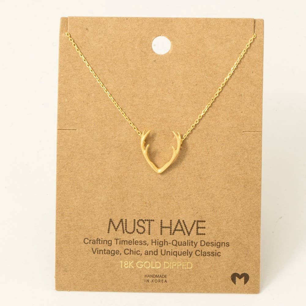 Antler Pendant Necklace –  Gold Dipped Woodland Charm