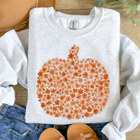 Floral Pumpkin Graphic Crewneck Sweatshirt: Heather Grey