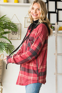 Sutton Plaid Hoodie Shacket – Soft Flannel Button Down with Hood