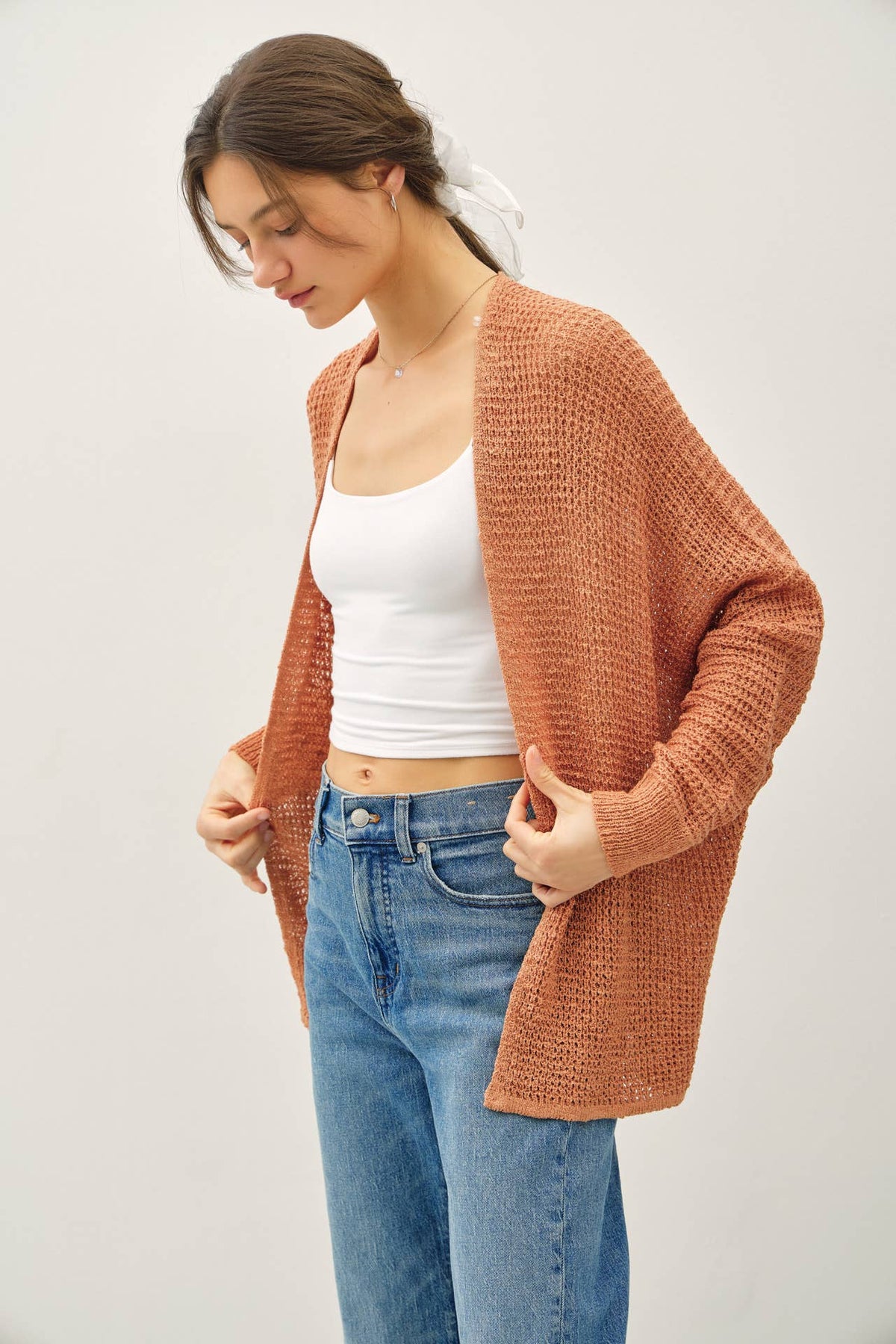 Hadley Open Front Lightweight Knit Cardigan with Dolman Sleeves – Casual Women's Sweater for Layering