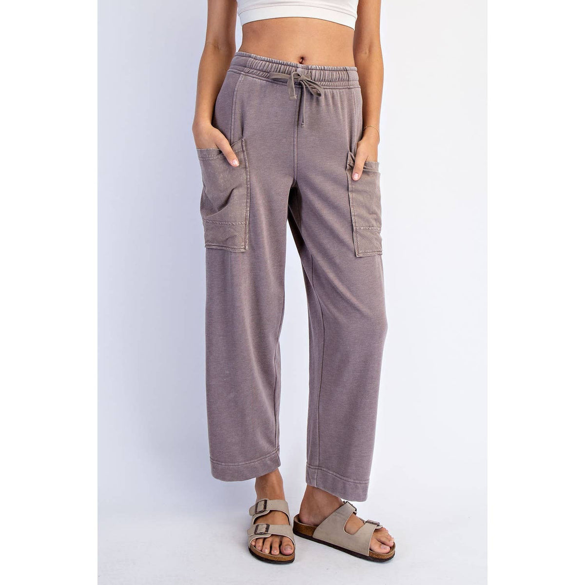 Weekend Wander French Terry Cargo Pants: Mocha