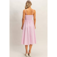Striped Spaghetti Strap Dress: NAVY / S-M-L(2-2-2)