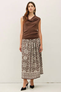 The Colette Cowl Neck Sweater Tank: Coco – Fine Knit Sleeveless Slim Fit Top