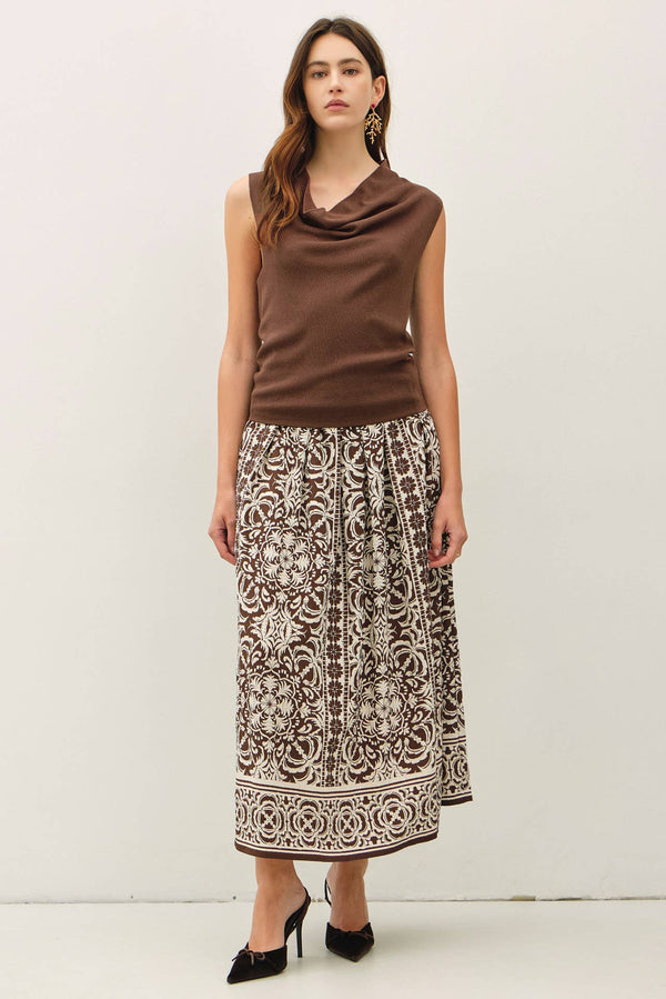 The Colette Cowl Neck Sweater Tank: Coco – Fine Knit Sleeveless Slim Fit Top