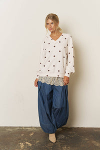 Dot Your Average Knit Top: Cream