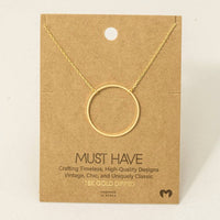 Everleigh  Gold Dipped Circle Pendant Necklace – Minimalist Brass Statement Jewelry