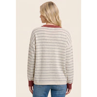 Easy Favorite Stripe Sweater: Ivory/ Rust