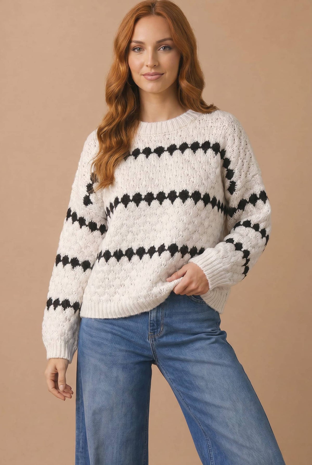 Black & White Affair Sweater: Ivory/ Black