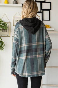 Sutton Plaid Hoodie Shacket – Soft Flannel Button Down with Hood
