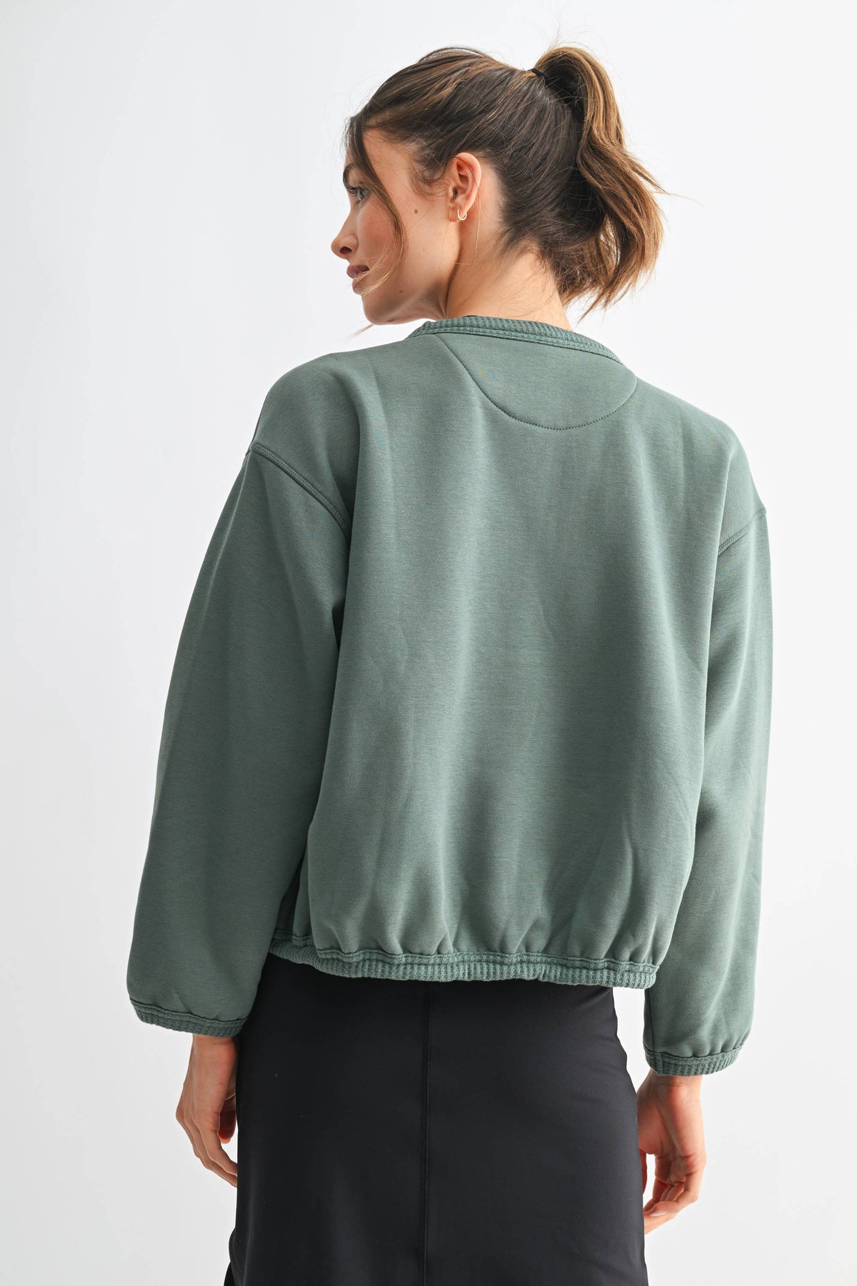 The Maribel Bubble Hem Cardigan: Pine – Vintage Button Front Knit