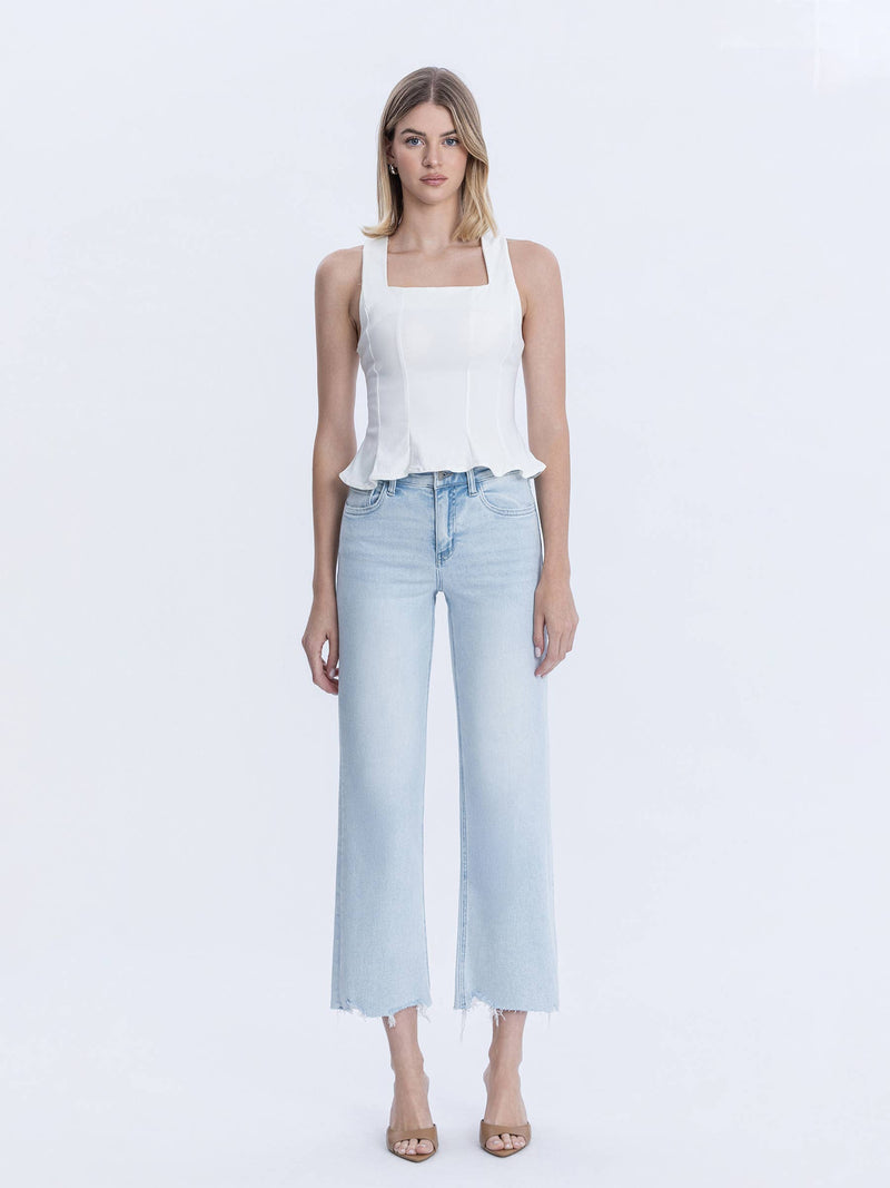 Vervet by Flying Monkey Aileeah High Rise Slim Wide Leg Jean: Light Wash