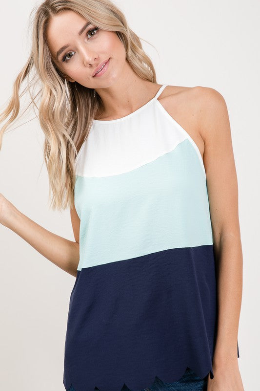 The Way to My Heart Colorblock Tank- Mint