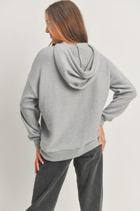 Cozy For The Season Brushed Knit Hoodie- Heather Grey