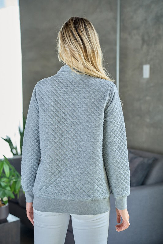 Cozy Weekend Quilted Pullover- Ivory