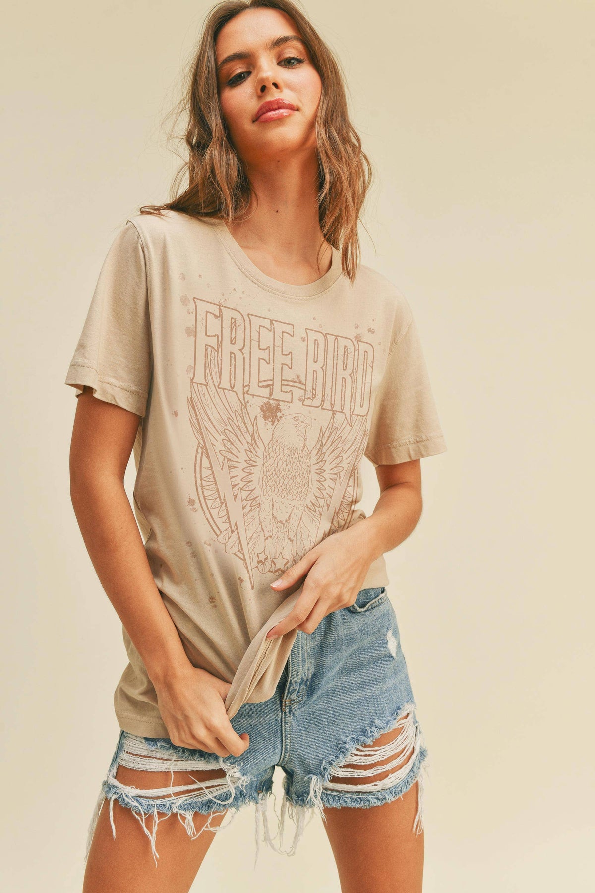 Rock and Roll Free Spirit Graphic Tee: Sand