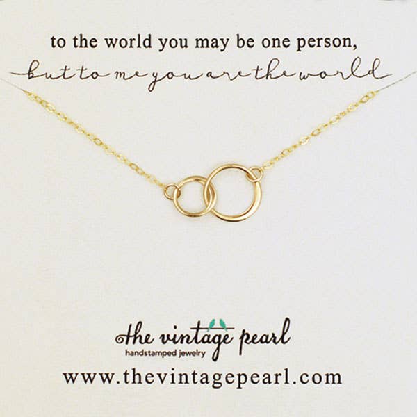 The Vintage Pearl "But To Me You Are The World Necklace" (gold)