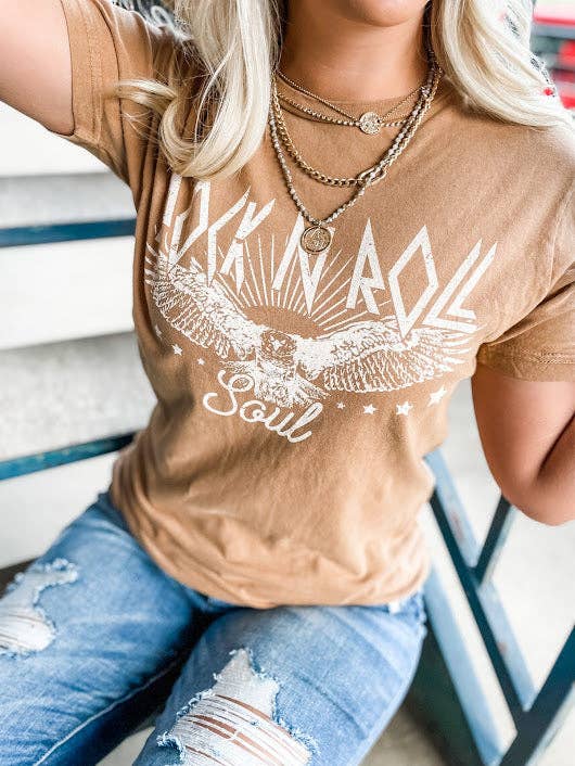 Rock N Roll Soul Graphic Tee: Camel