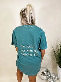 Better Place With You Puff Graphic Tee: Vintage Emerald